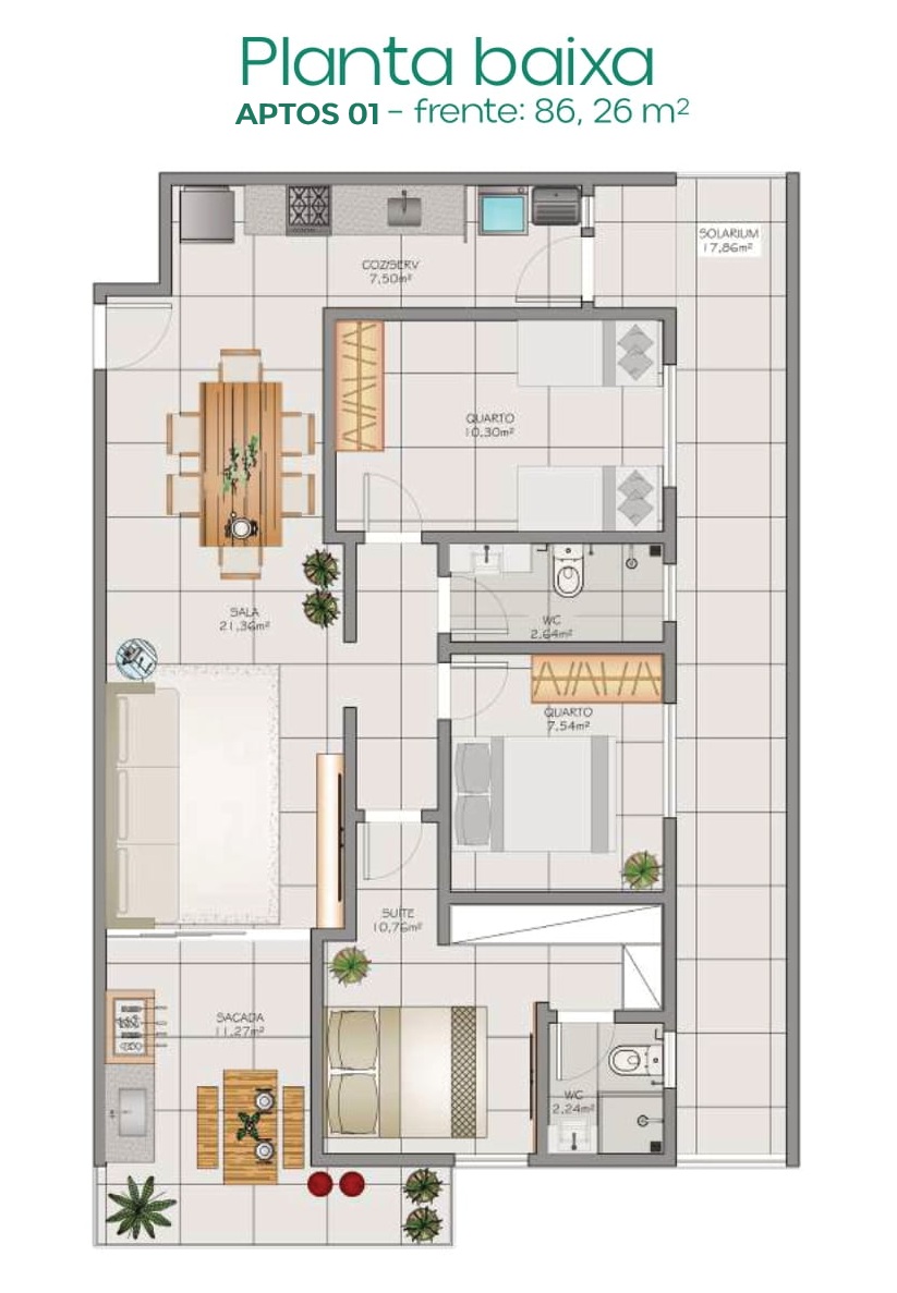 Apartamentos 01 Ilha Dourada 3D
