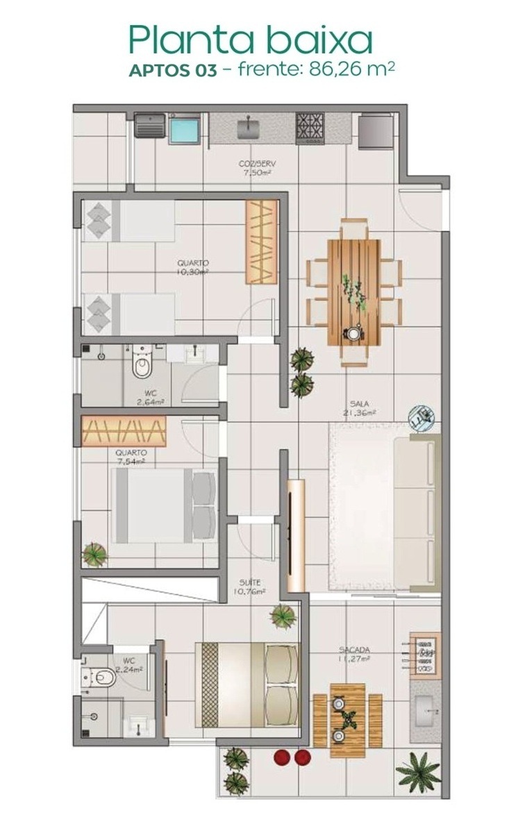 Apartamentos 03 Ilha Dourada 3D