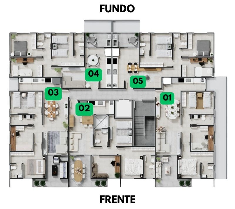 Planta apartamentos Ilha Dourada em Guriri com aptos