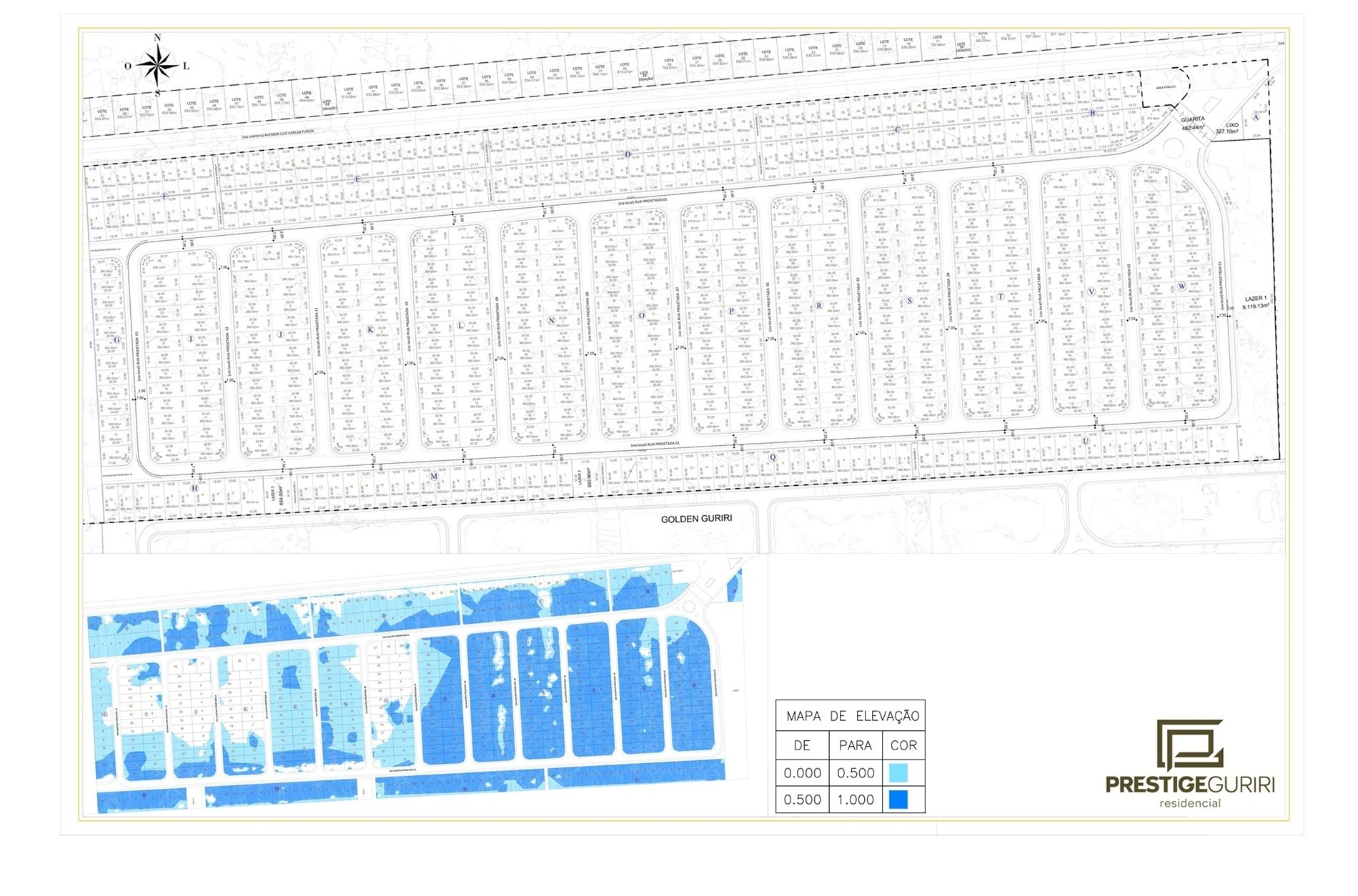 Mapa quadras e lotes Prestige Guriri Residencial